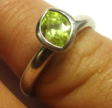 STERLING SILVER MARQUISE CUT PERIDOT DRESS RING SIZE N