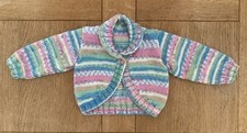 Hand Knitted Multicoloured Baby Shawl Collared Cardigan (6-12 Months)
