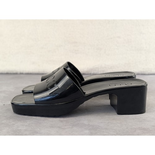 Gucci black rubber logo - black, slide