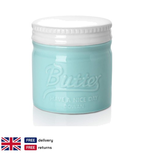 Blue porcelain butter crock - porcelain,