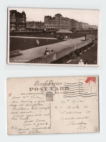 Vintage postcard sea wall hove - sea,