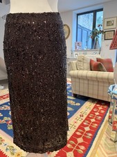 Brown Sequin Vanessa Bruno Midi Pencil Skirt  Size M 38