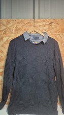 Lincoln Navy Mock Shirt Jumper, Medium - Stylish and Comfortable for Casual Wear