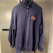 Napapijri Men's 1/4 Zip Jumper XXL Navy Blue