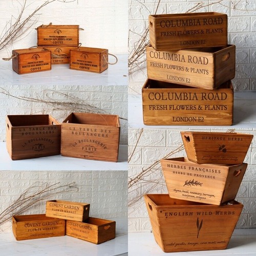 Vintage wooden storage - wooden, crates
