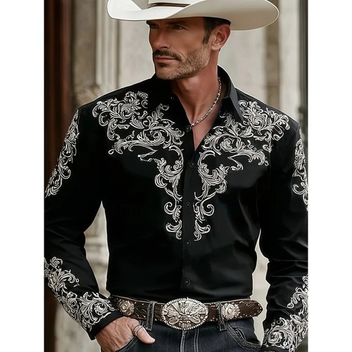 Men western cowboy shirt - western,