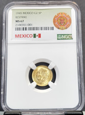 1945 MEXICO GOLD 2.5 PESOS
