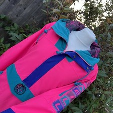 O'Neill Women's Pink 88' Frozen Wave Ski Surf Anorak Jacket Hoodie Spell Out M