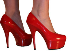 Platform Court Shoes Red Patent  6" Stiletto Heel Zoe Burlesque Dancer UK 8 - 41