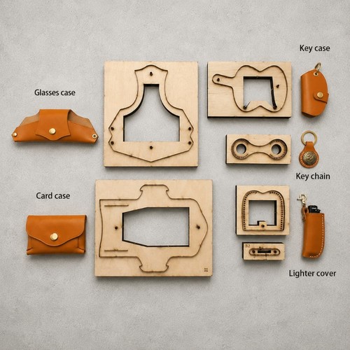 Leather craft glasses key case - leather,