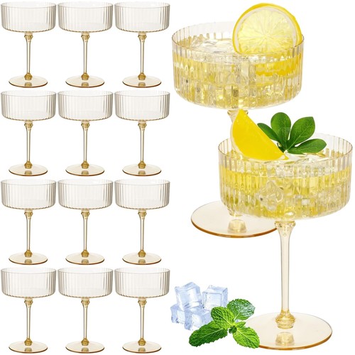 Gold ribbed disposable martini - gold,
