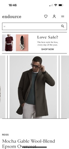 Reiss wool blend coat - l, new