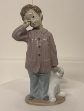 NAO BY LLADRO FIGURE - BOY SLEEPY HEAD WITH TEDDY BEAR