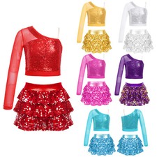 Girls Sequins Crop Top with
