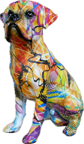 Graffiti style boxer dog - dog, resin
