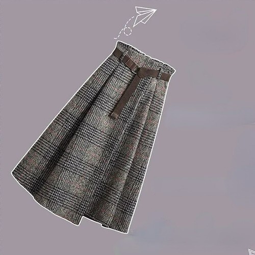 Women tartan line midi skirt - midi,