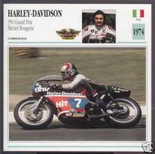 1974 Harley-Davidson 350cc Grand Prix Michel Rougerie Motorcycle Photo Spec Card
