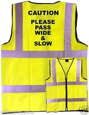 PLEASE PASS WIDE & SLOW Printed Horse Riding Hi Vis Safety Vest Waistcoat ZIP