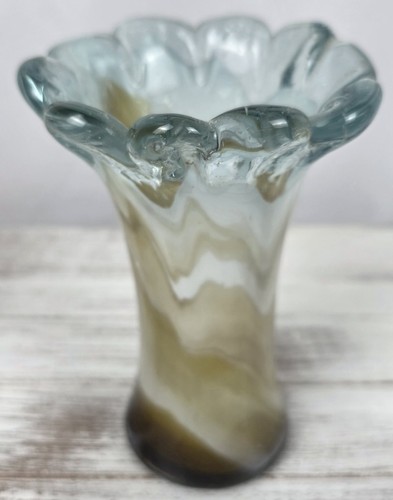 Glass vase marble swirl flower - glass,