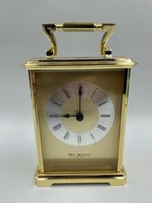 WM Widdop Brass Effect Carriage Mantel Clock Battery Powered