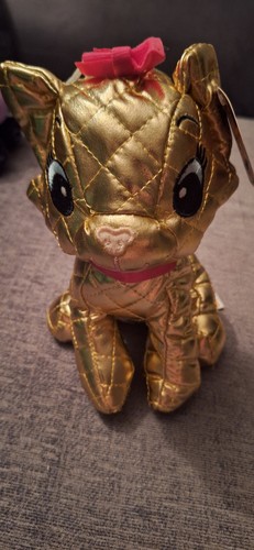Gold dog plushie stuffed - gold,
