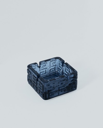 1960s blue art glass ashtray - art,