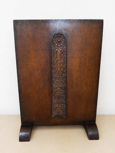 Art deco oak firescreen - art, carved