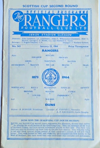 1964 rangers duns scottish - rangers,