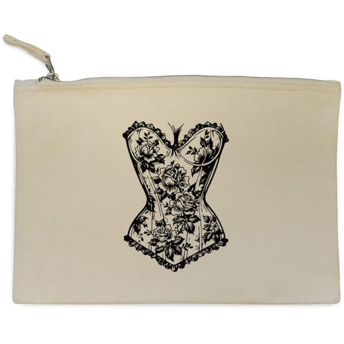 Floral corset canvas zip - canvas,