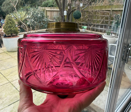 Antique cranberry star - cranberry, cut