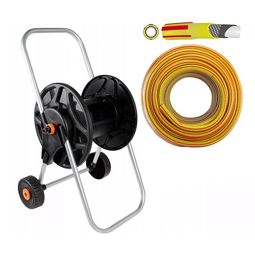 Green hose reel cart - green, with