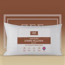 Hotel Quality Egyptian Stripe Pillows Luxury Soft Hollowfibre Filled - 2 Pack