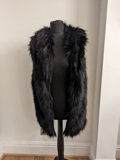 Miss Selfridge Black Fur Gilet