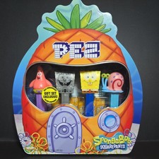 *NEW* PEZ Spongebob Gift Set, Four Dispensers  6 Candy Refills Collectible Tin