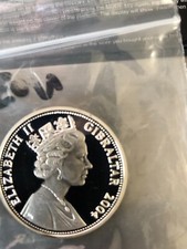 Solid silver D-Day landings £5 coin stuck in silver issued by Gibraltar