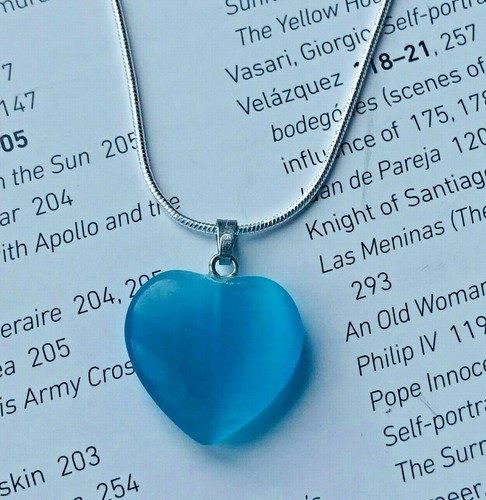 Blue quartz heart pendant - quartz,