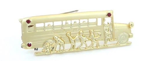American school bus brooch - school,