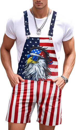 Mens american flag overalls - flag,