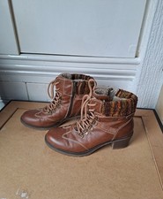 UK Size 7 Pavers Relife Women's Ladies Ankle Boots EU 40 Leather  Brown Zip-Up