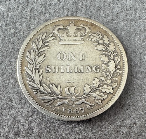 1867 one shilling - die, number