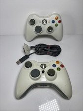 2 x Official White Microsoft Xbox 360 Wireless Controllers With Charger GRADE B