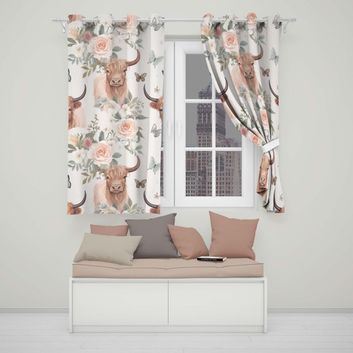 Highland cow floral - highland, blackout