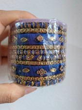 Blue indian bangles size 2.4 jewellery threadwork Christmas gift 