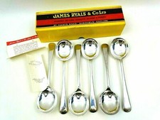 Soup Cereal Ice Cream Spoons Boxed James Ryals 6 x Silver Plated Fish Tail