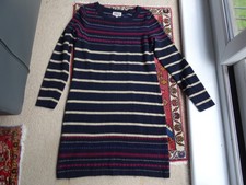 Laura Ashley Archive Women’s Navy Blue Striped Lambswool Jumper Dress Size 16