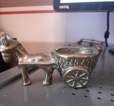 Vintage brass donkey pulling