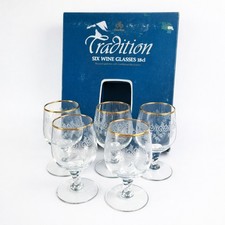 5 x wine glasses 18 carat gold