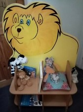 Kids Children’s Bookcase?Childs Reading Chair Seat Shelves Lions Face? Jungle 