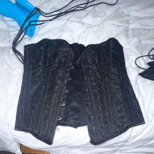 Punk black underbust corset - black,