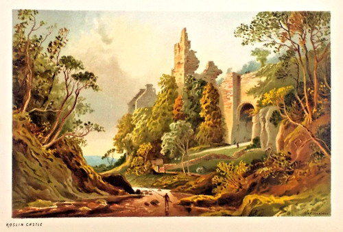 Old antique print roslin - print,